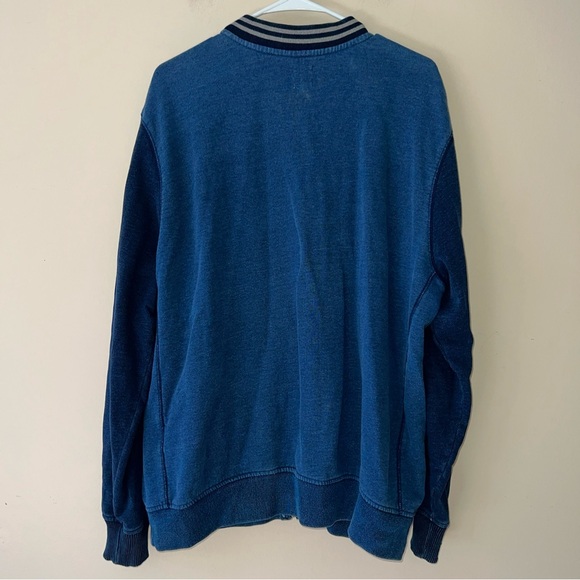 Gap Denim Bomber Jacket Men’s Size XL Blue Dark Wash Varsity Full Zip Pockets - Picture 6 of 6